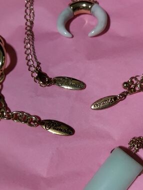 Plunder Gold-Tone Bracelet and Mint Pendant Necklace Set One Price For All
